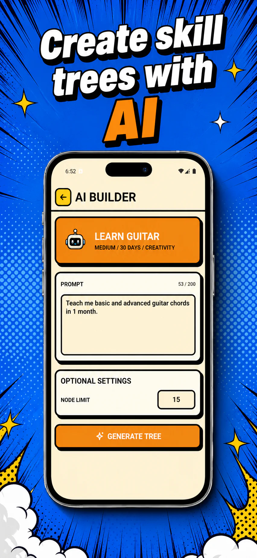 Skill Tree AI builder screen
